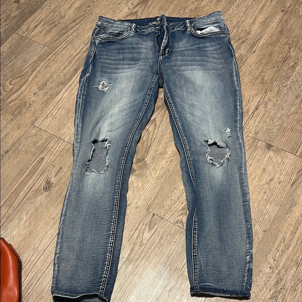 Distressed Blue Jeans